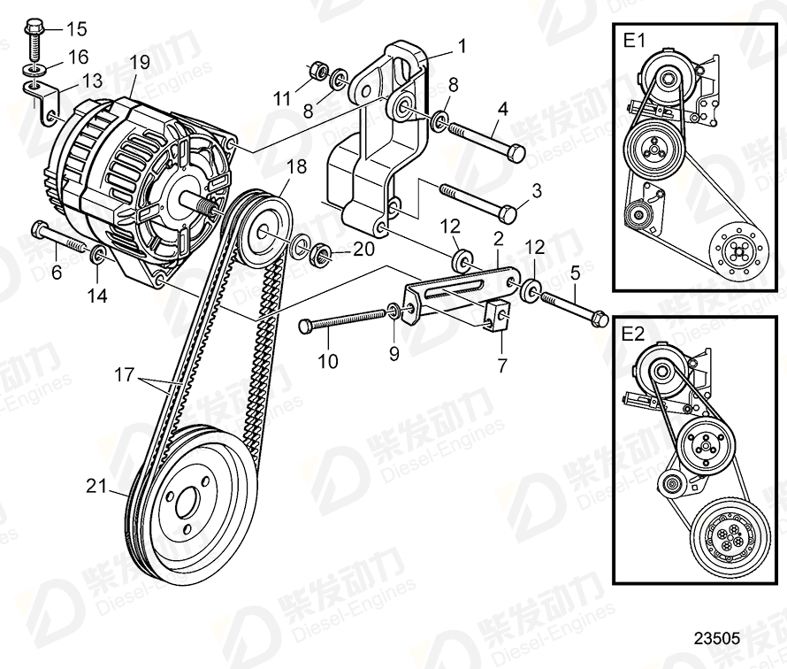 volvo penta Tensioner 20593398 Drawing volvo penta Tensioner 20593398 Drawing